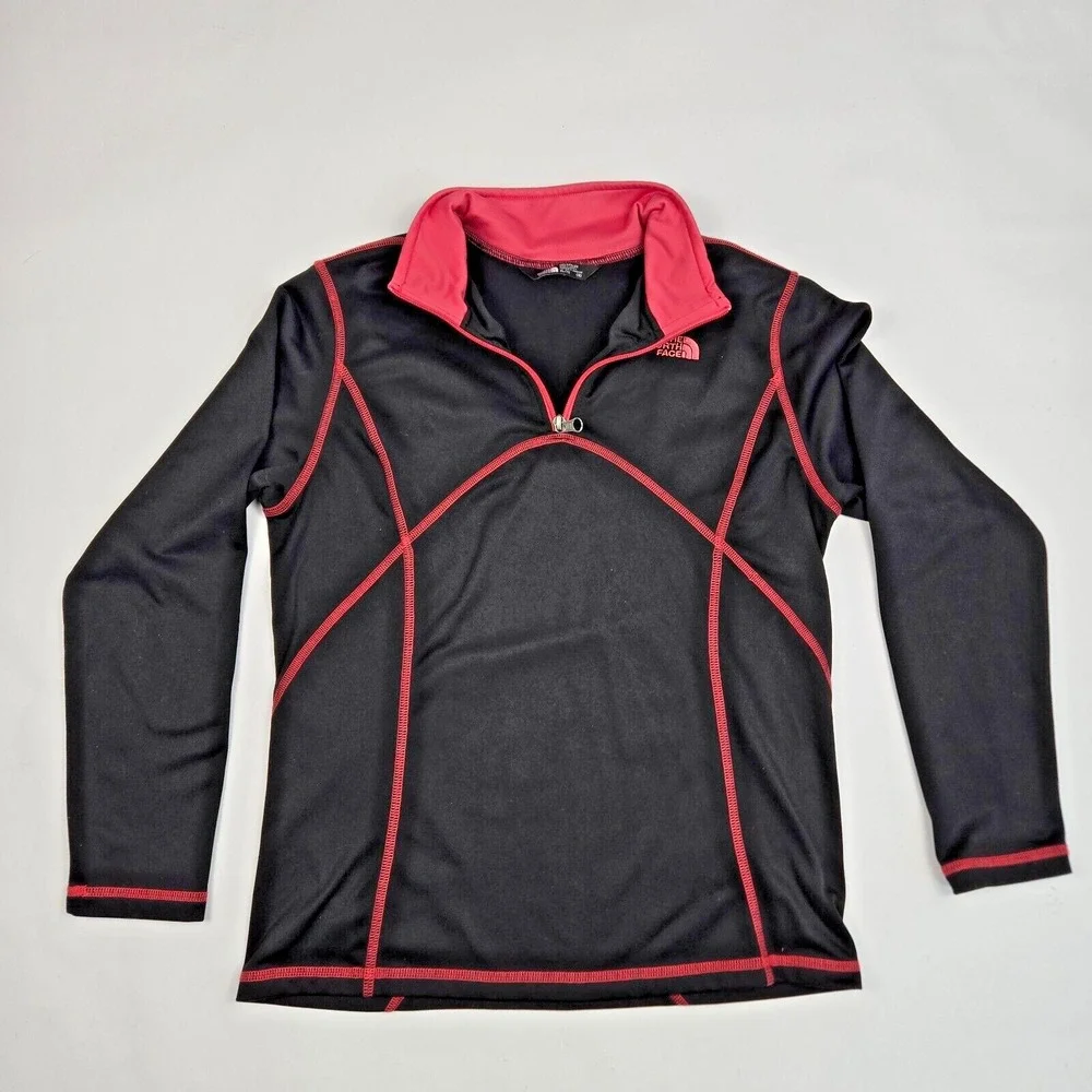 The North Face Girls Pink Stripe‎ Pullover Sweatshirt Girls XL 1/4 Zip Warm Cozy